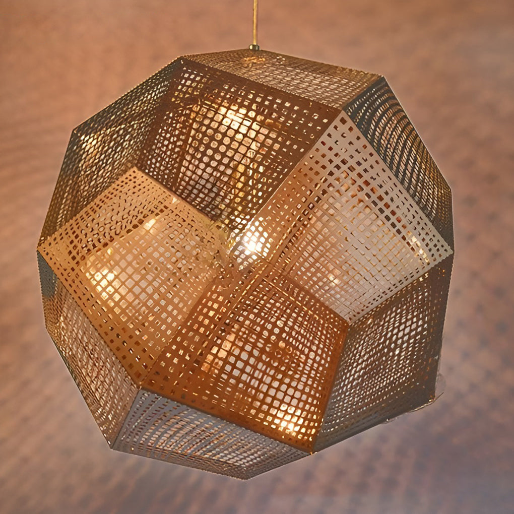 Lumenara Geometric Round Pendant Lamp in Electrolytic Metal | Lersk