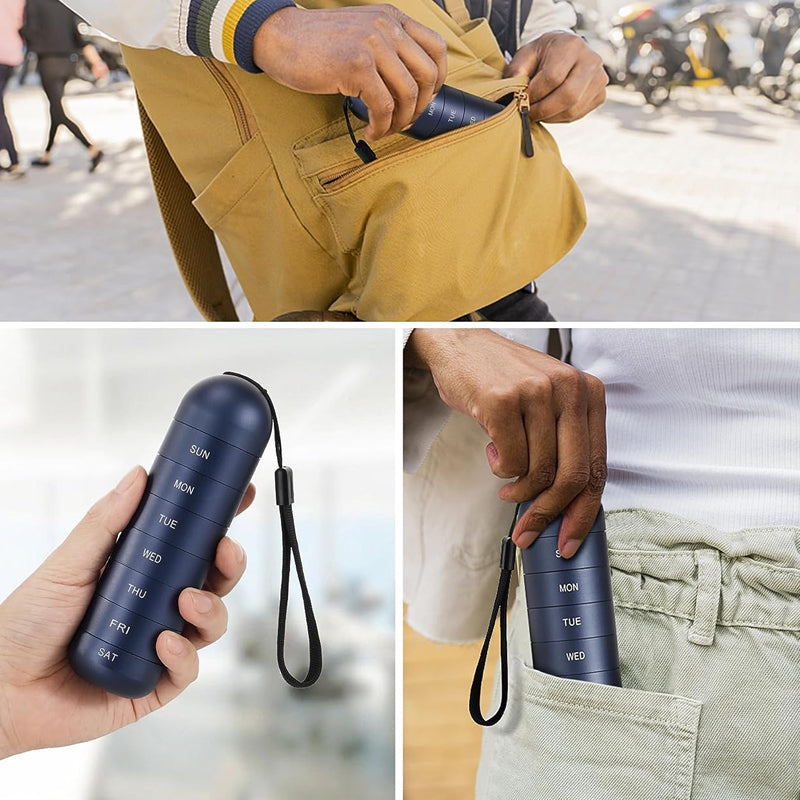 7-Tage tragbarer Pillenorganizer für Reisen und unterwegs, Medikamentenhalter für Ausflüge | Lersk