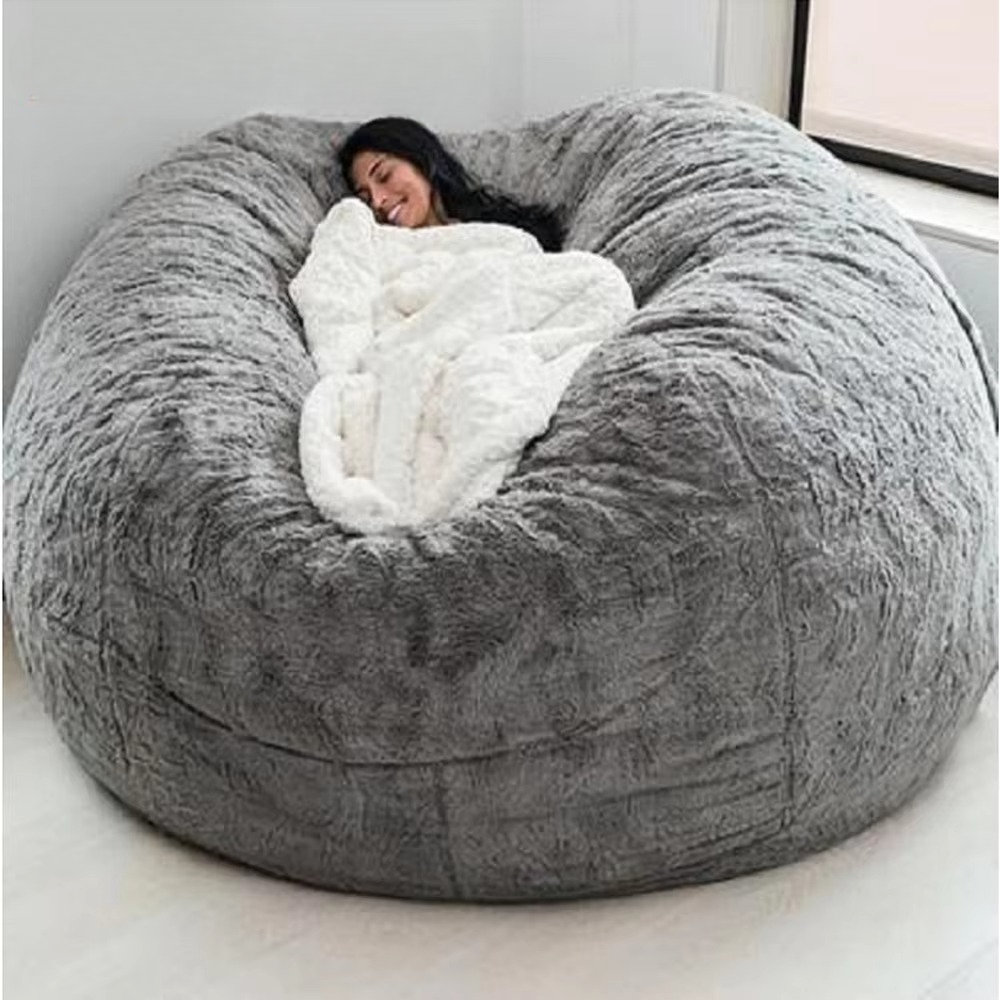 Giant Five Foot Fluffy Fuskepels Saccosekktrekk Ultra Myk Lounge Sofa (Kun Trekk) | Lersk