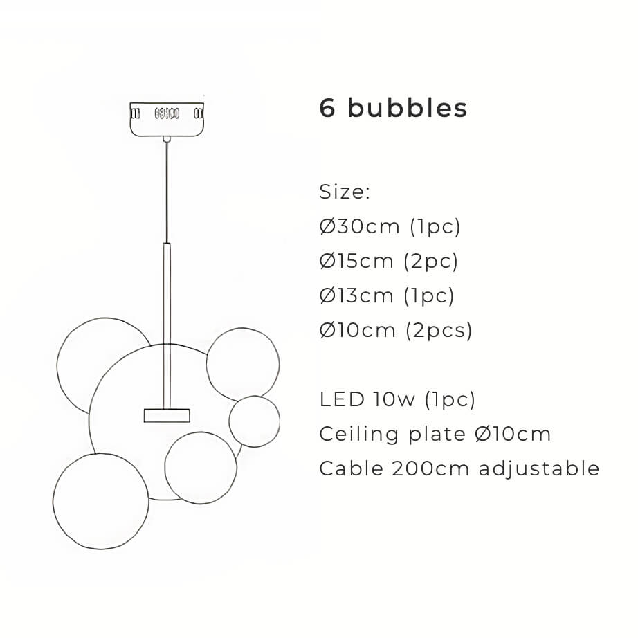 Greve Chandelier Snow White Glass Spheres Matte or Crystal Clear for Nordic Decor | Lersk