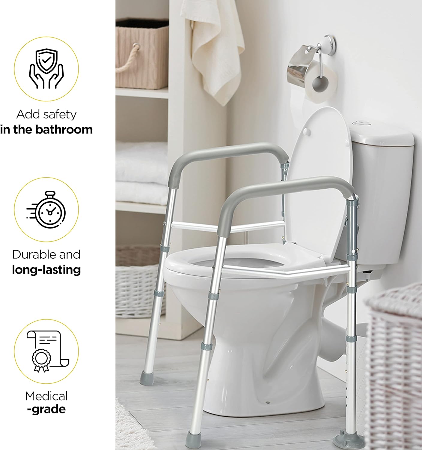 GripGuard Toaletní opěrná lišta pro seniory Bezpečná nastavitelná opora | Lersk