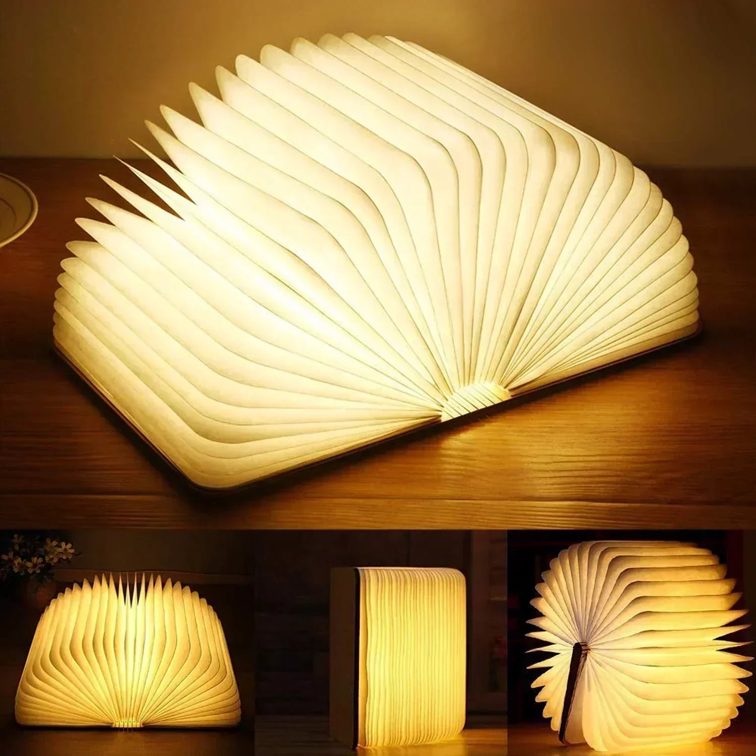 LyraLeaf otevřená kniha LED lampa na noční stolek dobíjecí útulné čtecí světlo | Lersk