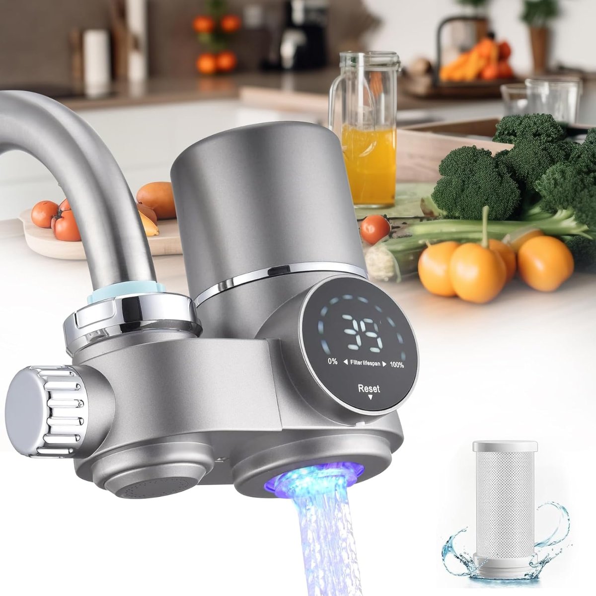 Filtro per acqua del rubinetto ClearView a LED con display per acqua più pulita | Lersk