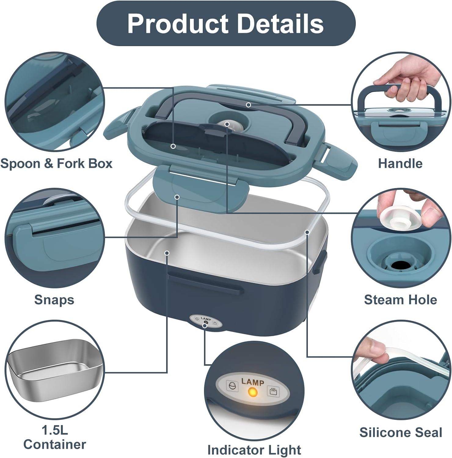 LumaTray Dual-Compartment Car Lunch Warmer With Car Plug | Lersk