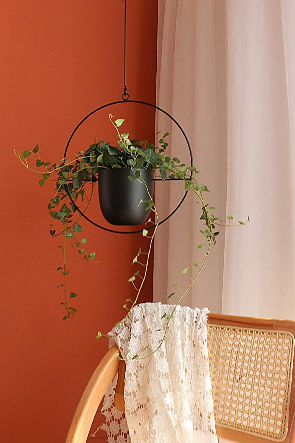 Nivara Inky Finish Metal Hanging Planter for Modern Homes | Lersk