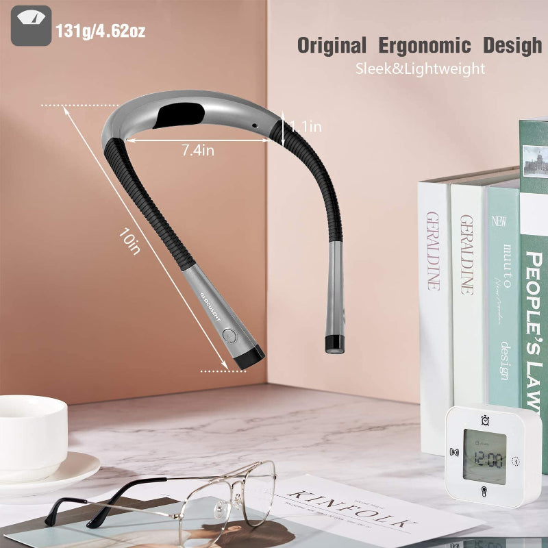 Lampada da Collo LED per Lettura a Letto, 3 Colori, 6 Livelli di Luminosità, Braccio Flessibile, Ricaricabile, Durevole | Lersk
