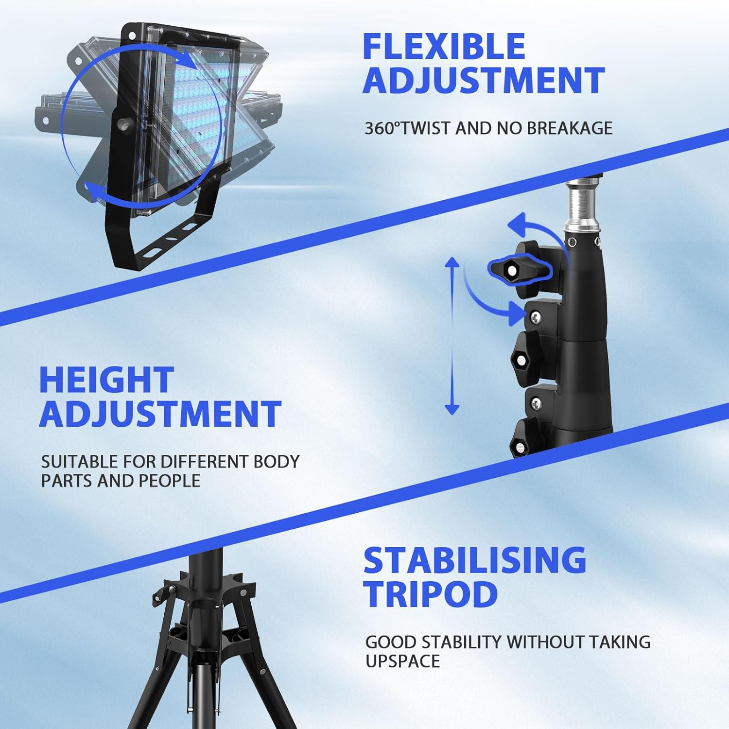 Portable UV Tanning Lamp with Adjustable Stand for Full Body Sessions