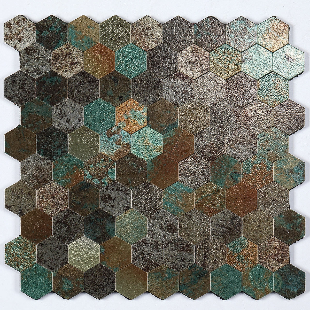 Azulejo Mosaico Metálico Moderno Autocolante Hexágono e Azulejo Metro para Interiores Modernos | Lersk