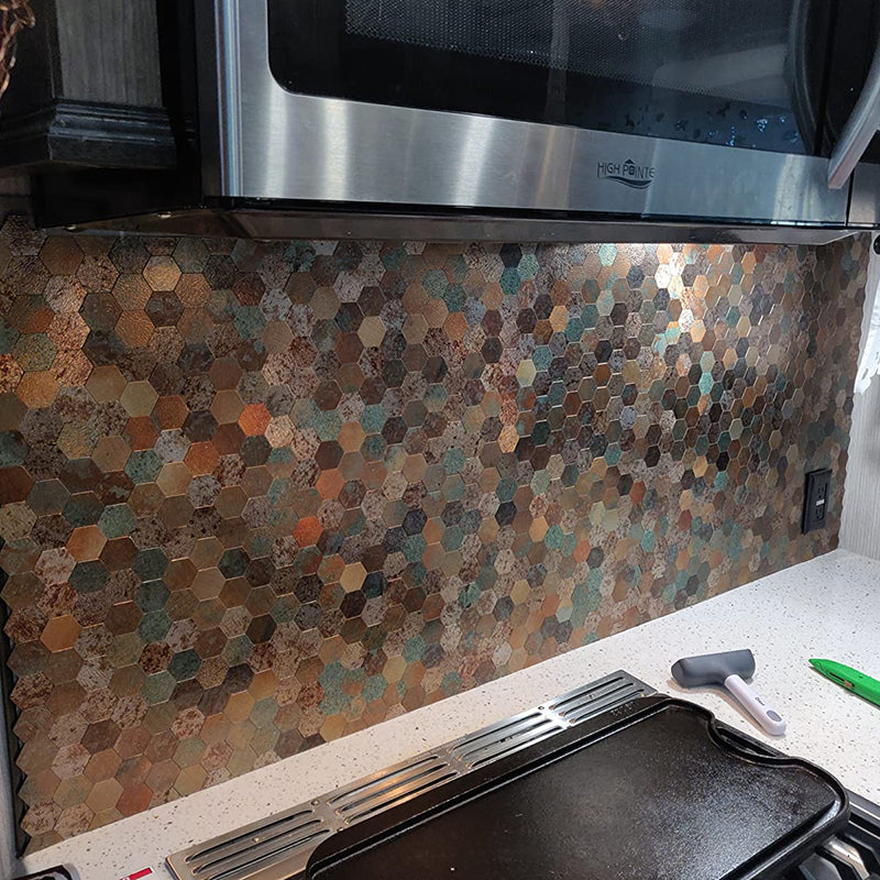 Azulejo Mosaico Metálico Moderno Autocolante Hexágono e Azulejo Metro para Interiores Modernos | Lersk