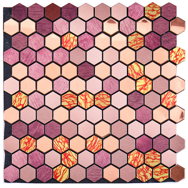 Azulejo Mosaico Metálico Moderno Autocolante Hexágono e Azulejo Metro para Interiores Modernos | Lersk