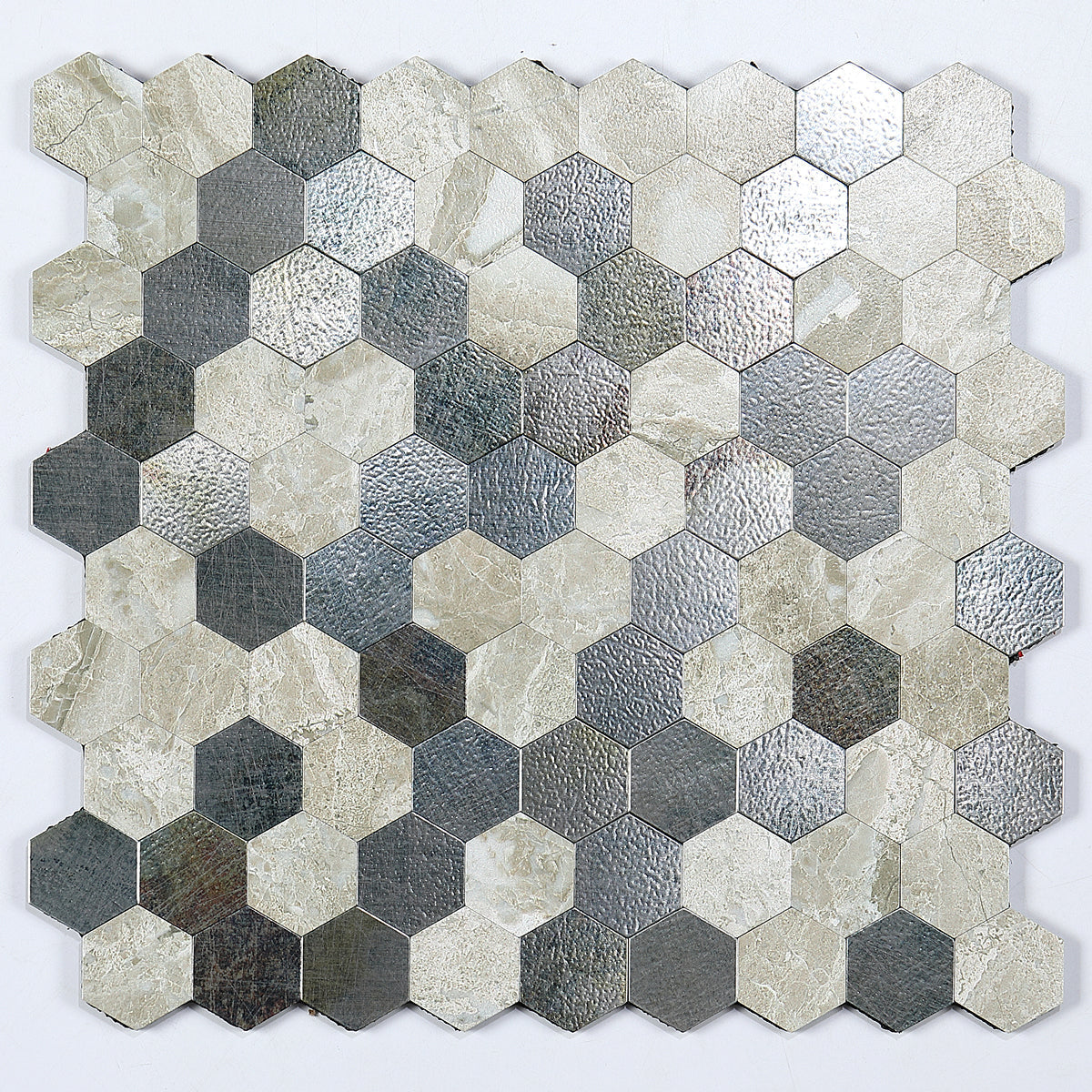 Azulejo Mosaico Metálico Moderno Autocolante Hexágono e Azulejo Metro para Interiores Modernos | Lersk