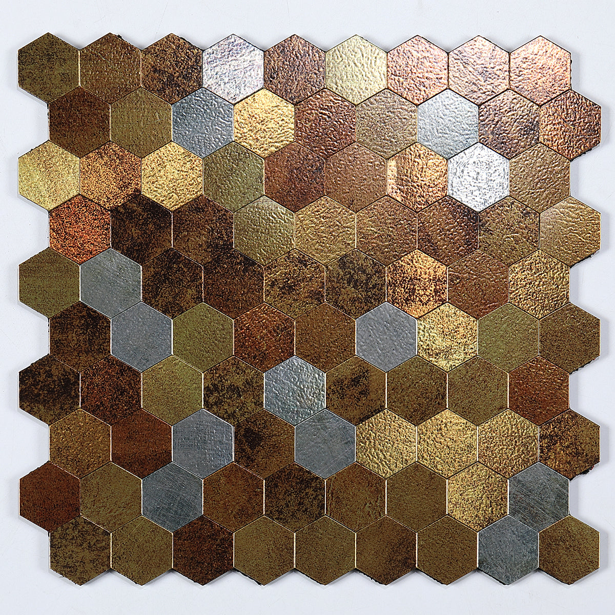 Azulejo Mosaico Metálico Moderno Autocolante Hexágono e Azulejo Metro para Interiores Modernos | Lersk