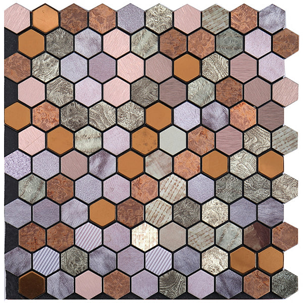 Azulejo Mosaico Metálico Moderno Autocolante Hexágono e Azulejo Metro para Interiores Modernos | Lersk