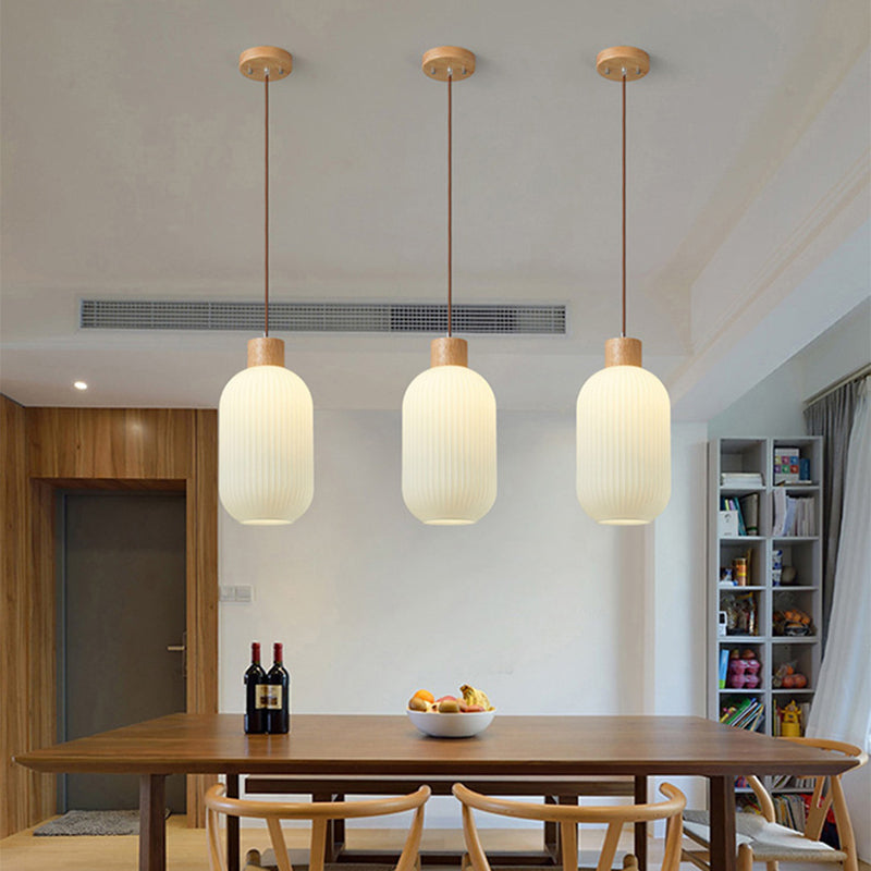 TimberGlow Wood and Glass Pendant Lamp with LED Lighting | Lersk