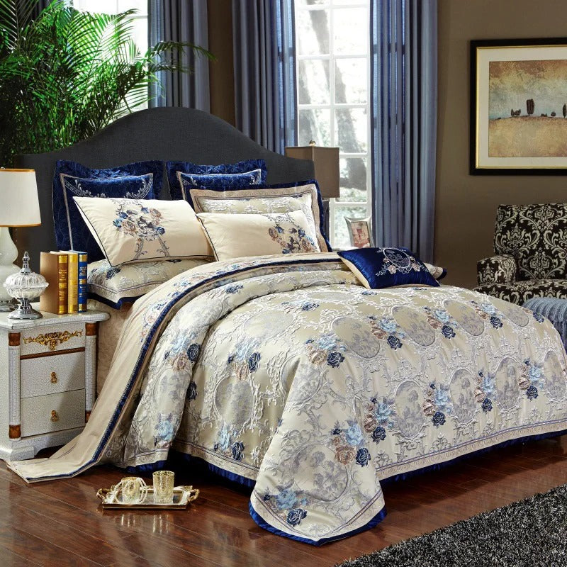 Orenda Bloom Jacquard Bedding Set With Floral Embroidery | Lersk