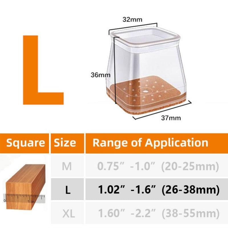 Clear Silicone Chair Leg Caps With Integrated Felt Pads For Smooth, Quiet Glide On Hardwood, Tile And Laminate Floors | Lersk