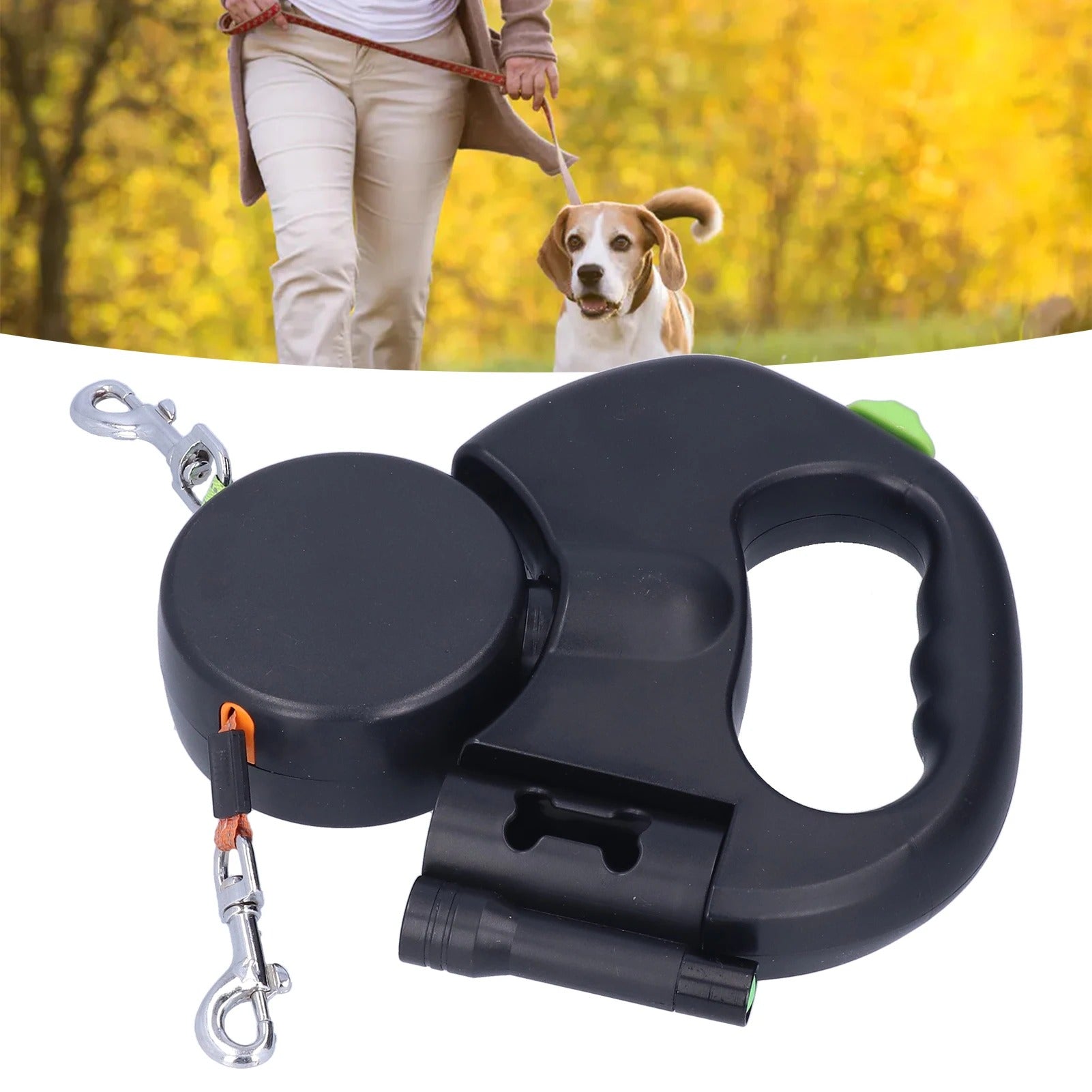Retractable Double Dog Leash For Dual Dogs 360 Rotation LED | Lersk