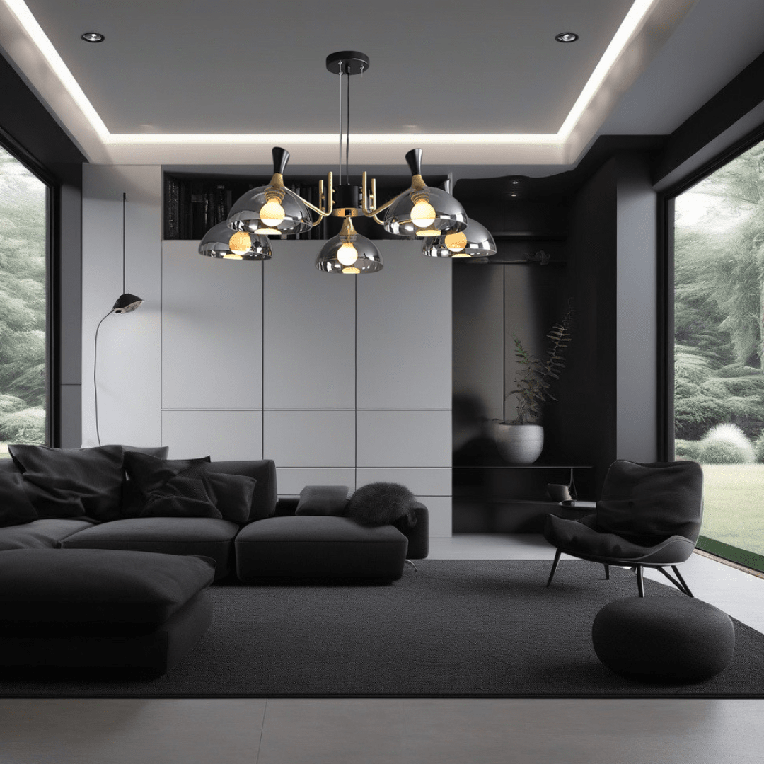 Lucentus | LED Chandelier in Black Glass | Lersk