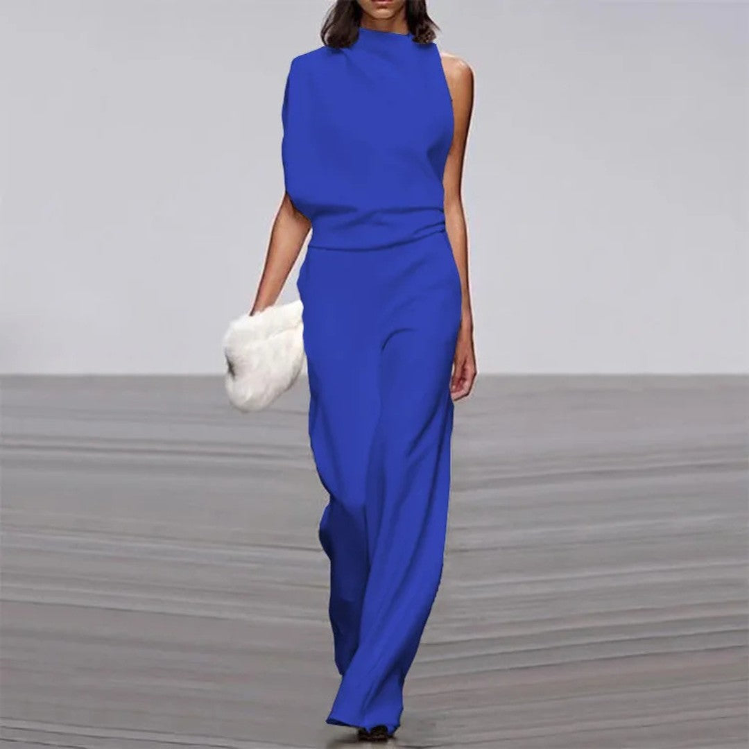 Elegant ærmeløs jumpsuit med skræddersyet pasform og vid ben-silhuet Jumpsuit-stil | Lersk