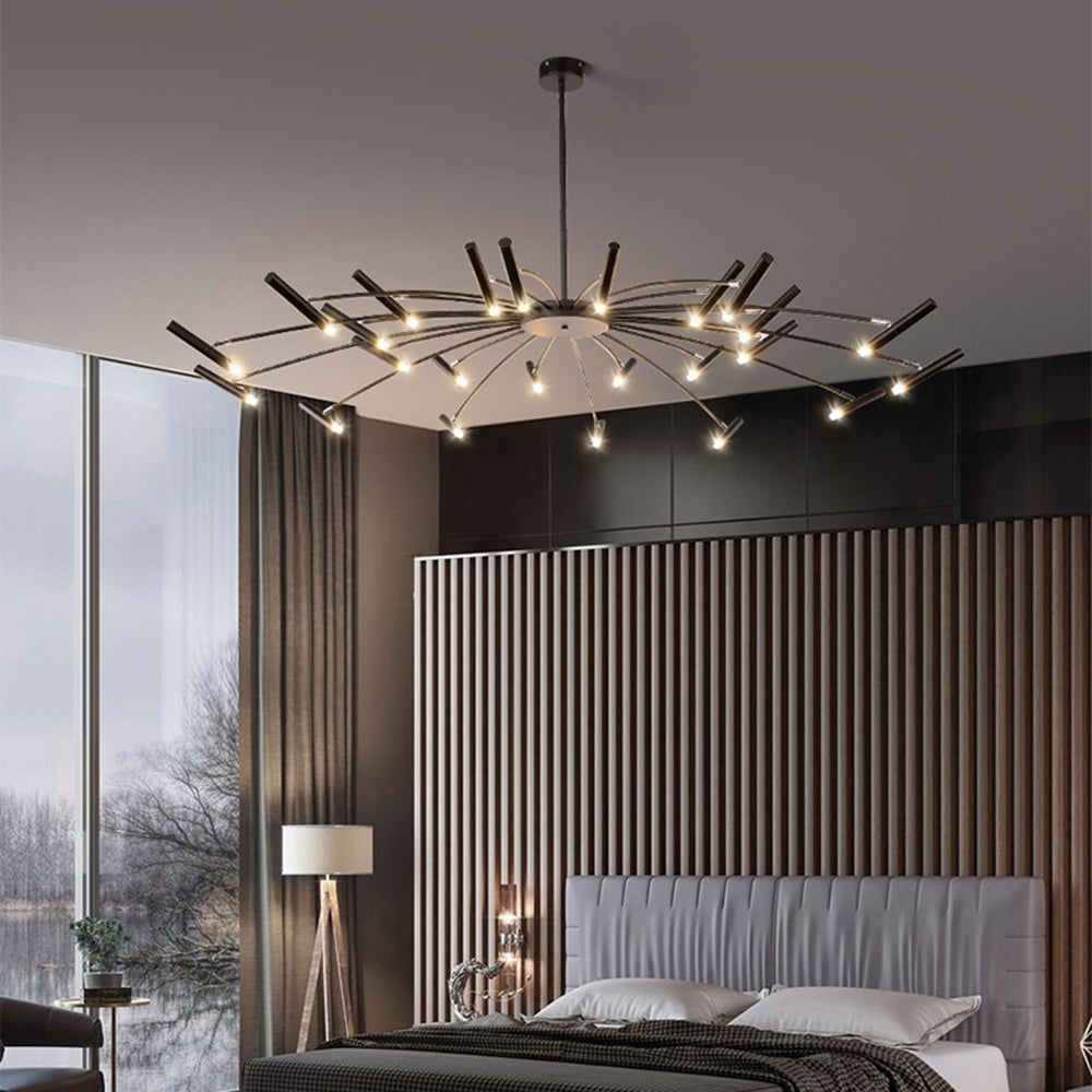 ElaraLuxe Gold and Black LED Chandelier for Modern Living | Lersk