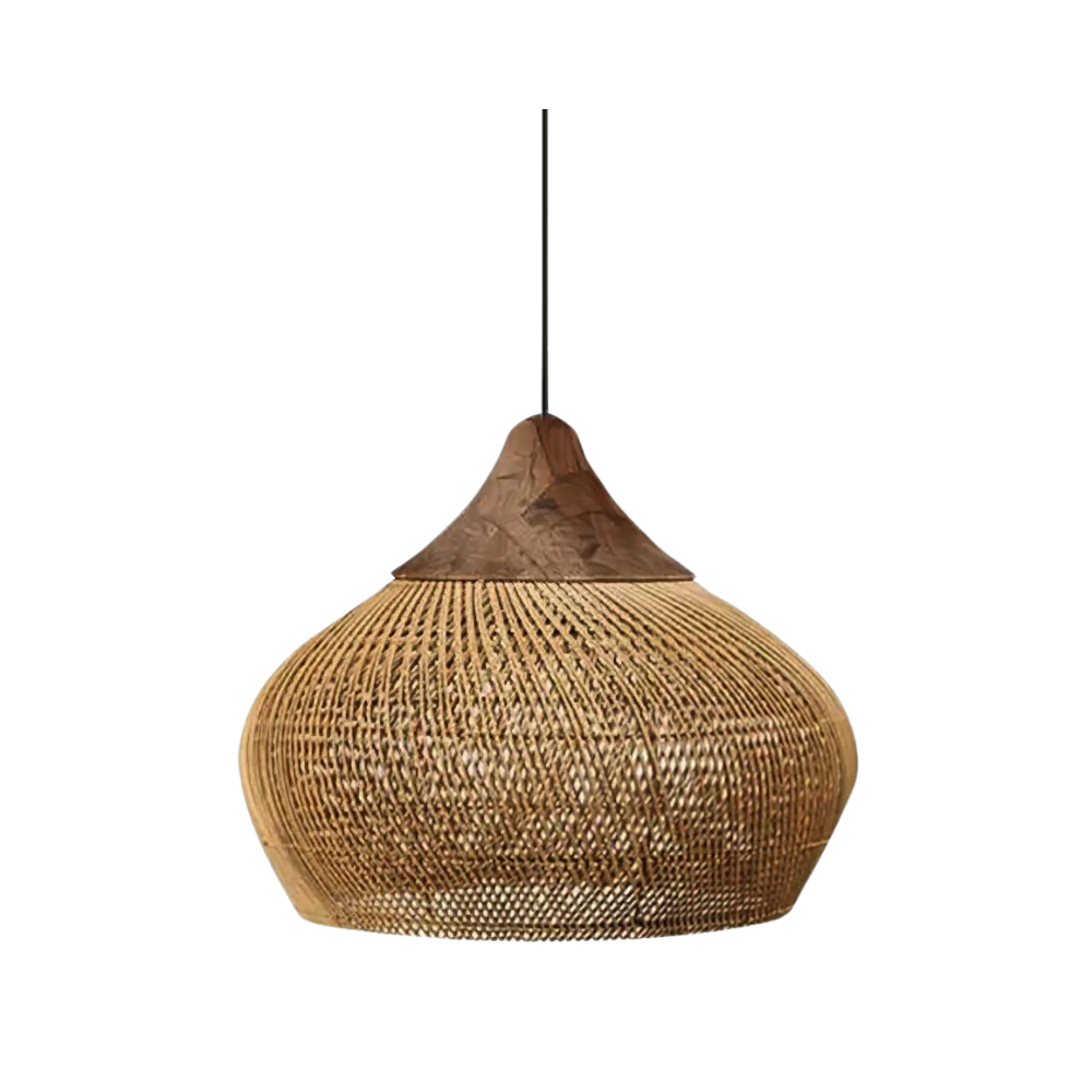 Lampe Plafonnier Kevara en Rotin Tressé à la Main, Suspension Bohème avec Abat-jour Naturel | Lersk