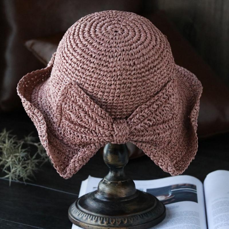 Retro Folding Straw Hat With Bow Retro Folding Straw Hat With Bow Retro Folding Straw Hat With Bow | Lersk