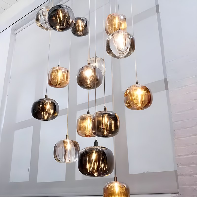 Colored Glass Multi Pendant Chandelier | Lersk