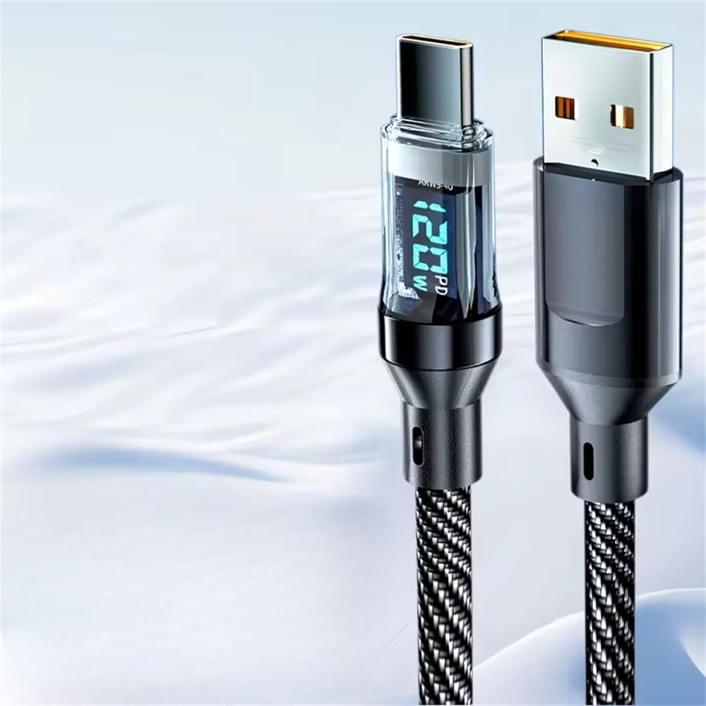 SuperCharge 120W Typ-C Schnellladekabel mit LED-Anzeige für schnelles Aufladen von Geräten | Lersk