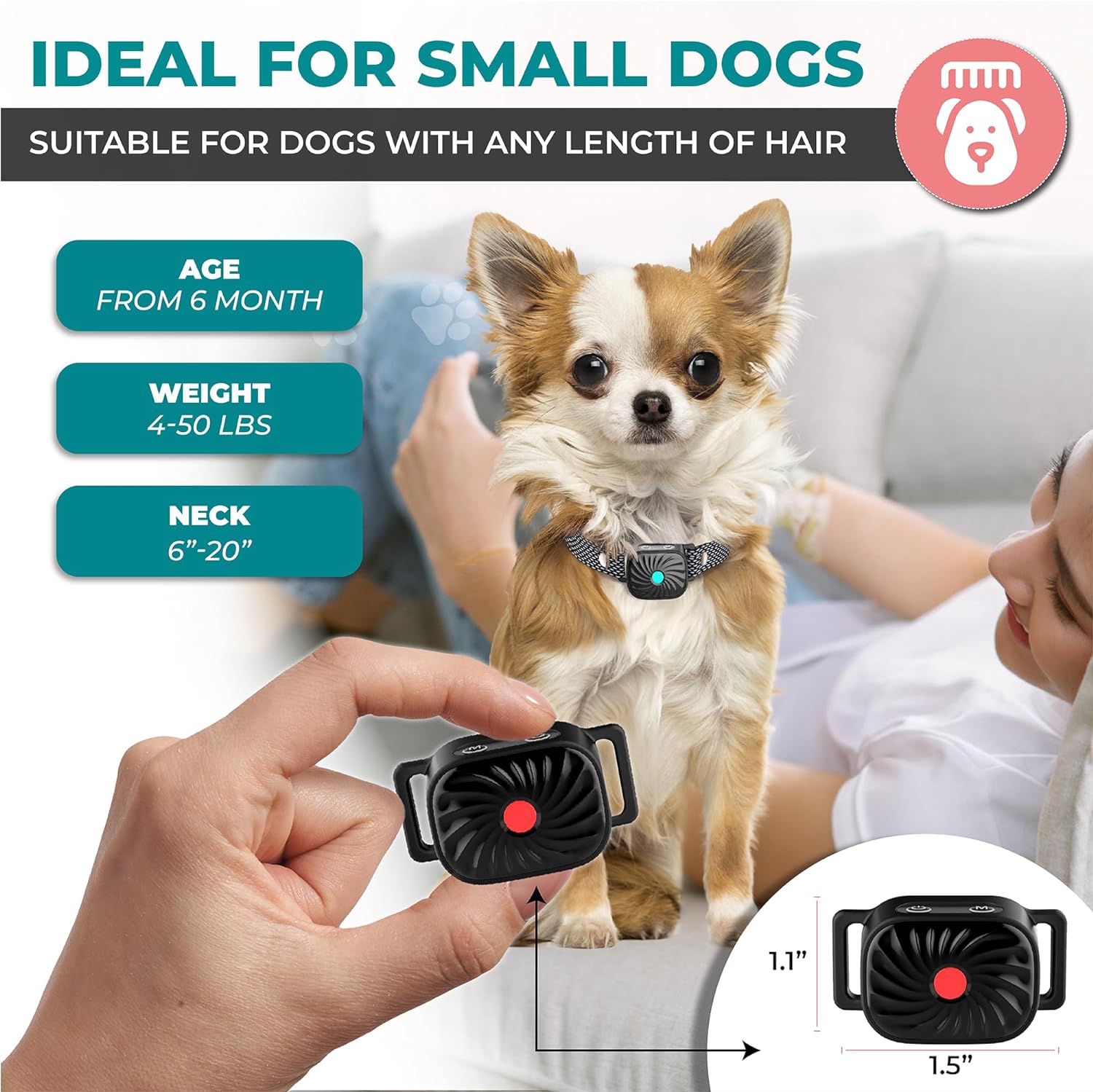 CalmPaw BarkGuard Halsband für kleine Hunde Sanfte Abschreckung | Lersk