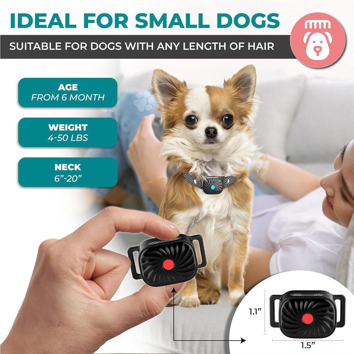 CalmPaw BarkGuard Collar for Small Dogs Gentle Deterrent