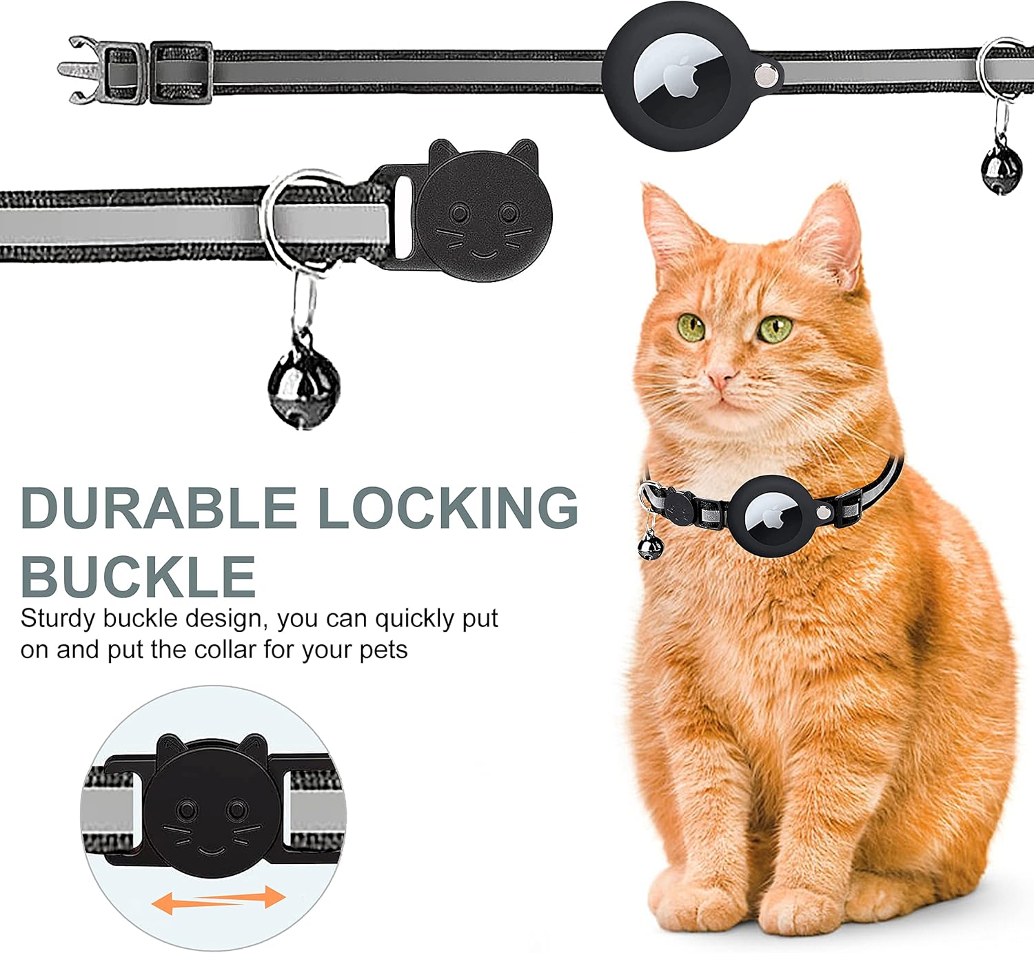 Durable Reflective Quick-Release Feline GPS Tracker Collar | Lersk