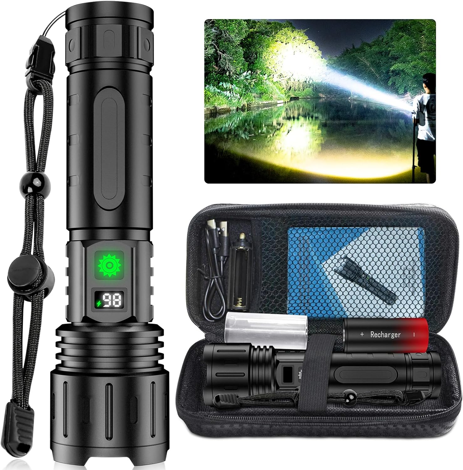 Latarka LED PulseFire 100K z akumulatorem 5000mAh | Lersk