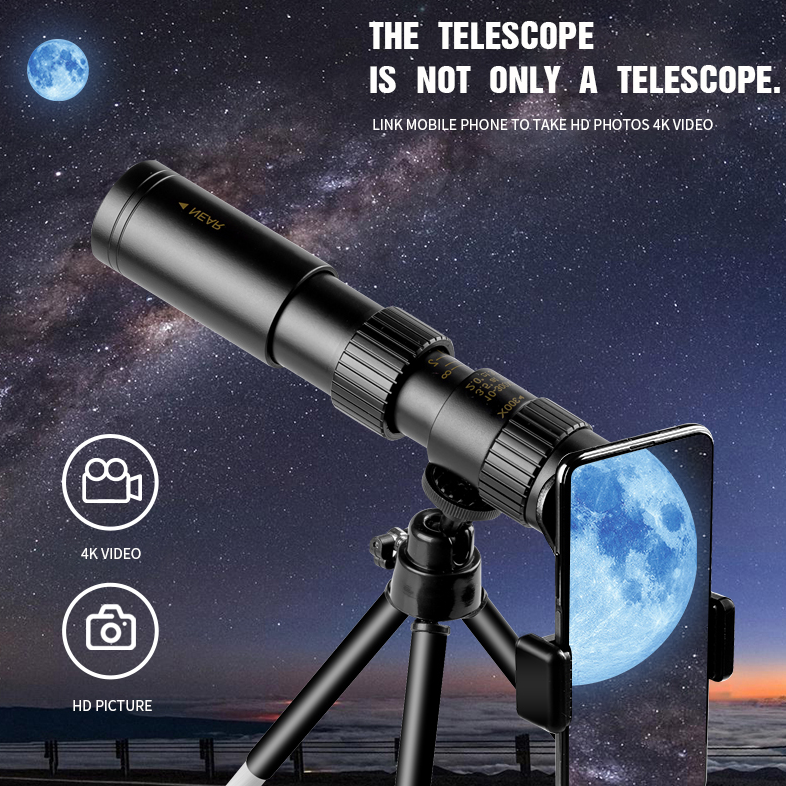 High-Power Monocular Telescope 10–300X Zoom, Night Vision, Waterproof, Smartphone Adapter Compatible | Lersk