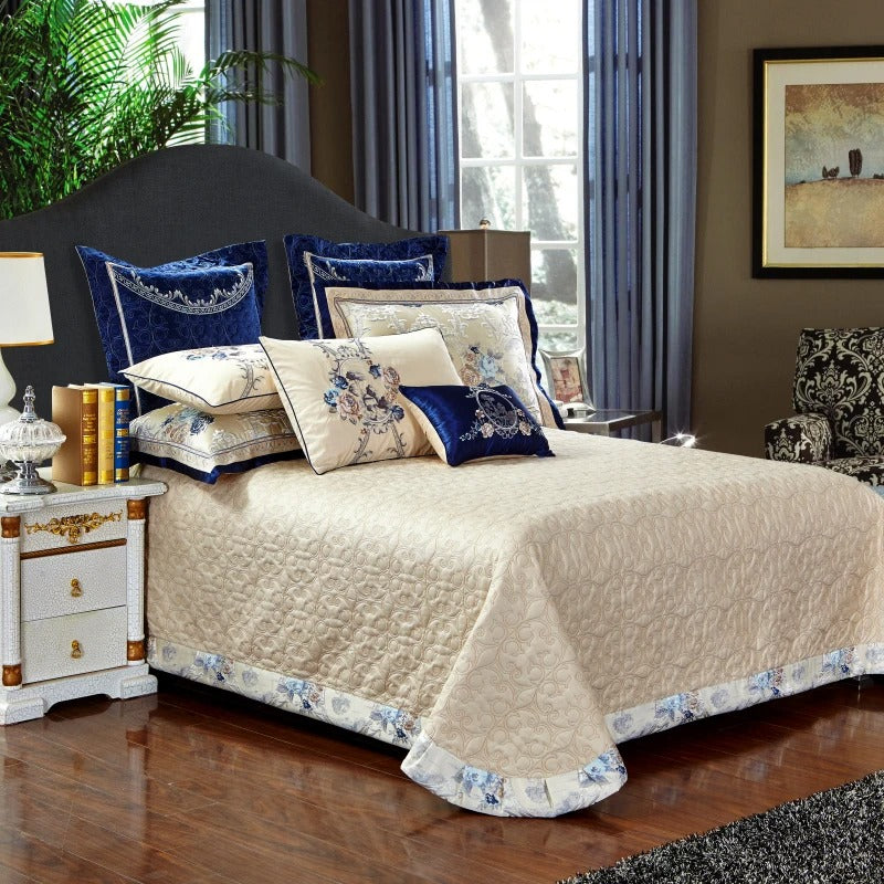 Orenda Bloom Jacquard Bedding Set With Floral Embroidery | Lersk