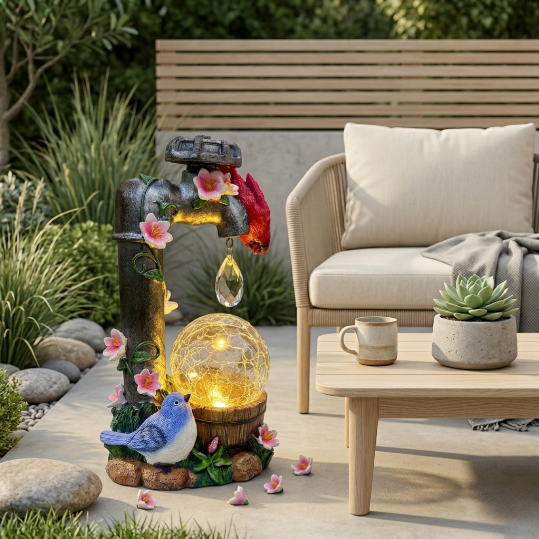 Statua da Giardino Cardinal Elegante Solare per Decorazione Esterna | Lersk