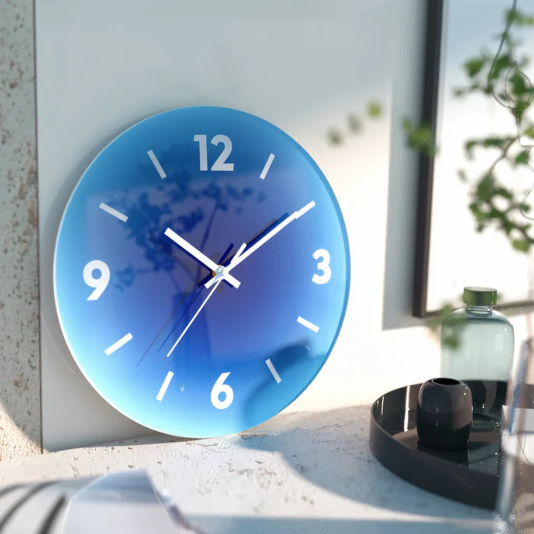 NovaLuxe Glass Wall Clock Designer Wall Timepiece With Silent Sweep | Lersk