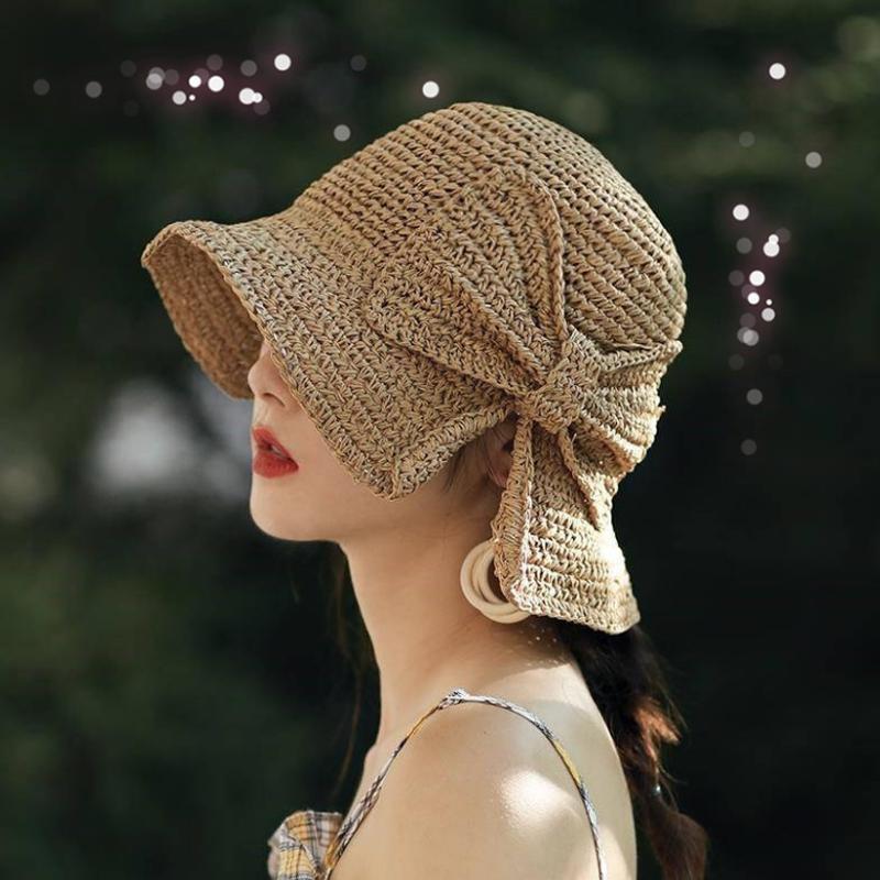 Retro Folding Straw Hat With Bow Retro Folding Straw Hat With Bow Retro Folding Straw Hat With Bow | Lersk