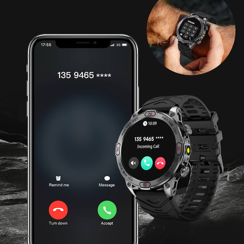 PinnacleX Pro Smartwatch mit GPS, Herzfrequenz-, SpO2-, Blutdruck- und Stressüberwachung | Lersk