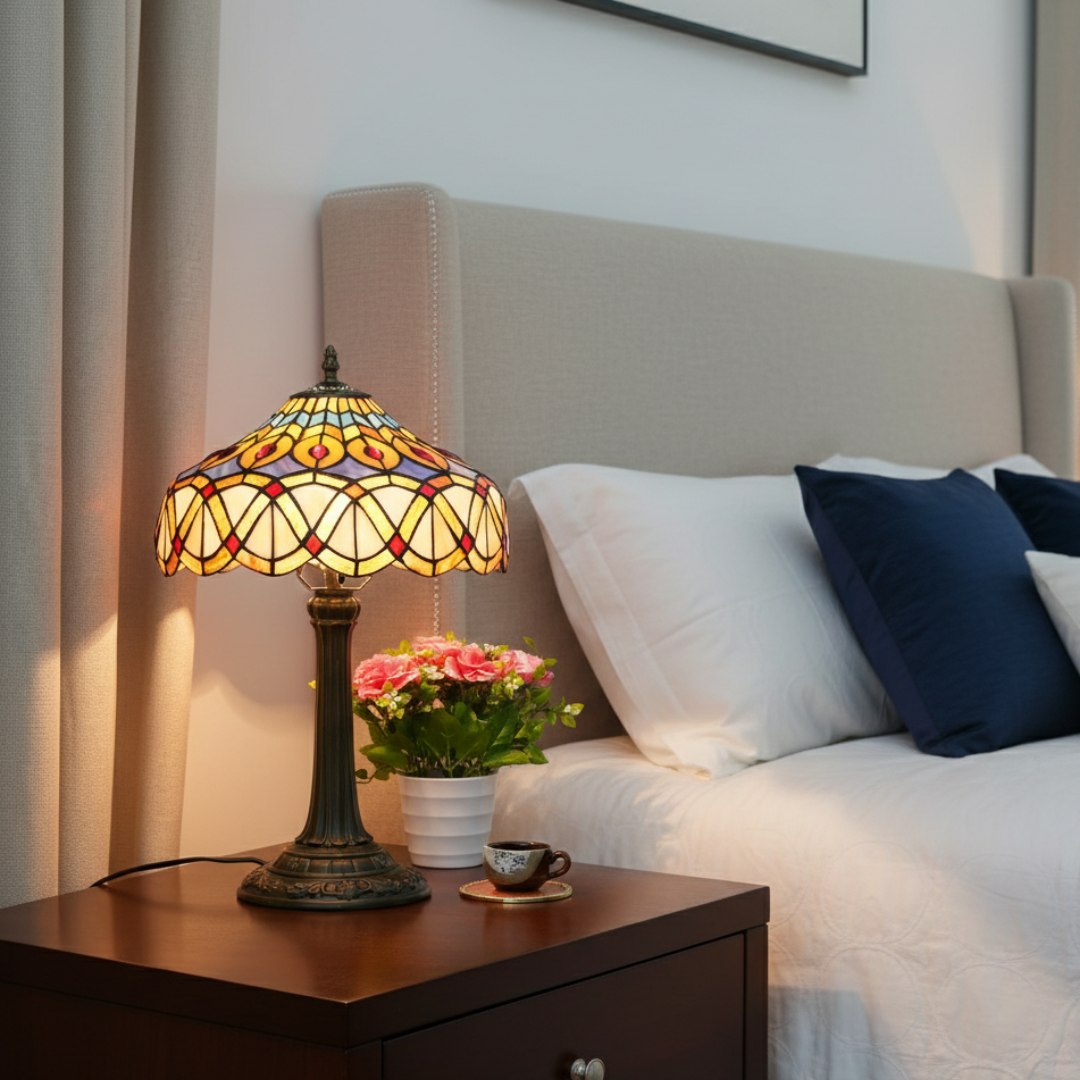 Lampada da tavolo vintage in vetro colorato per illuminazione elegante della casa | Lersk