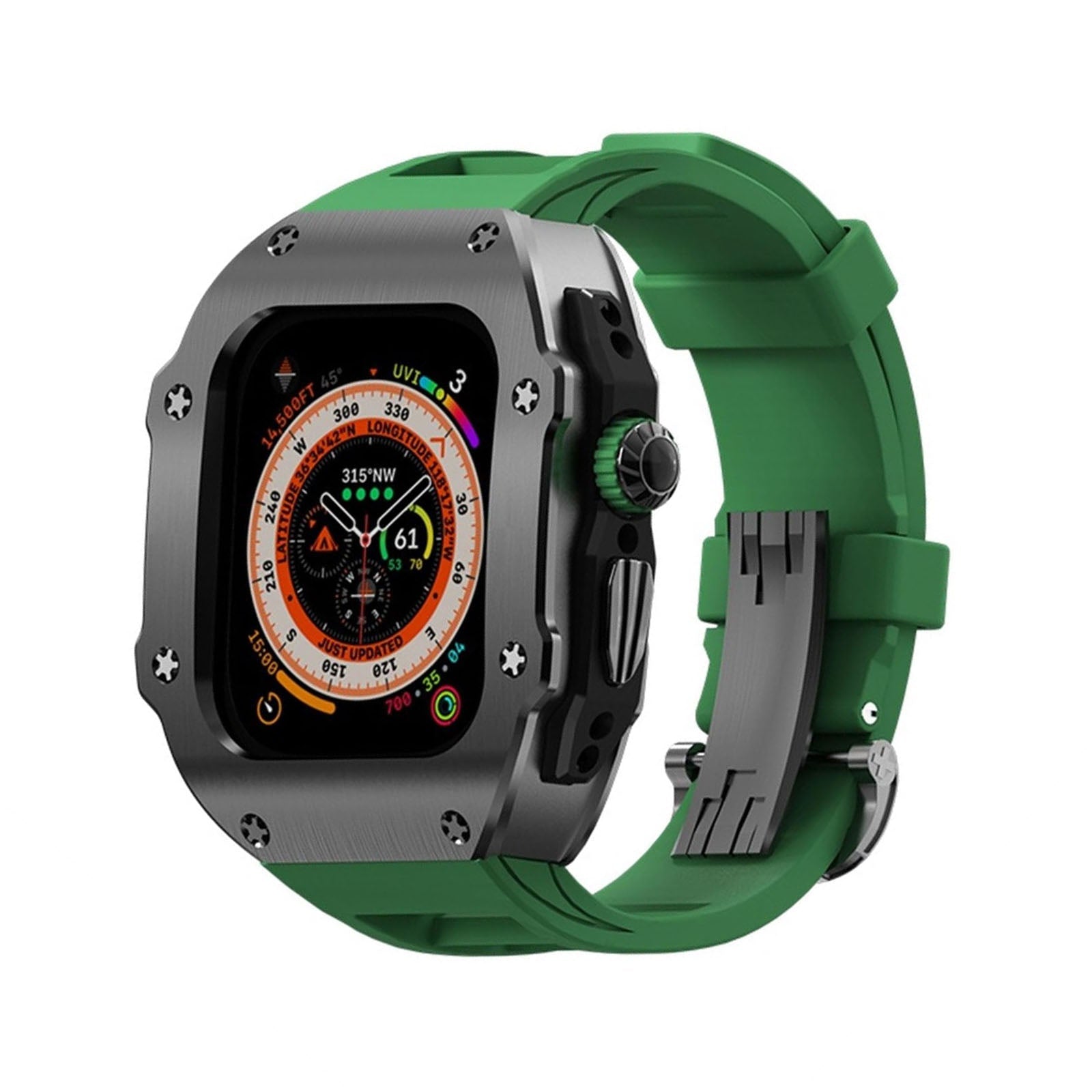Kirell Arc Serie Cassa in Acciaio Inossidabile con Cinturino in Gomma Fluoro per Apple Watch Ultra | Lersk