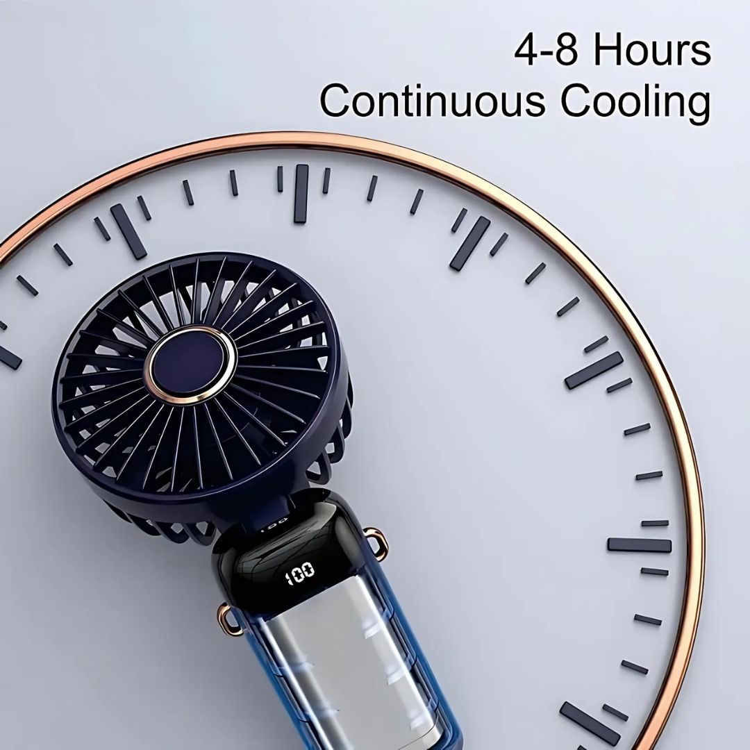 VentoMax Rechargeable Handheld Fan, Quiet 5-Speed 90° Pivot | Lersk