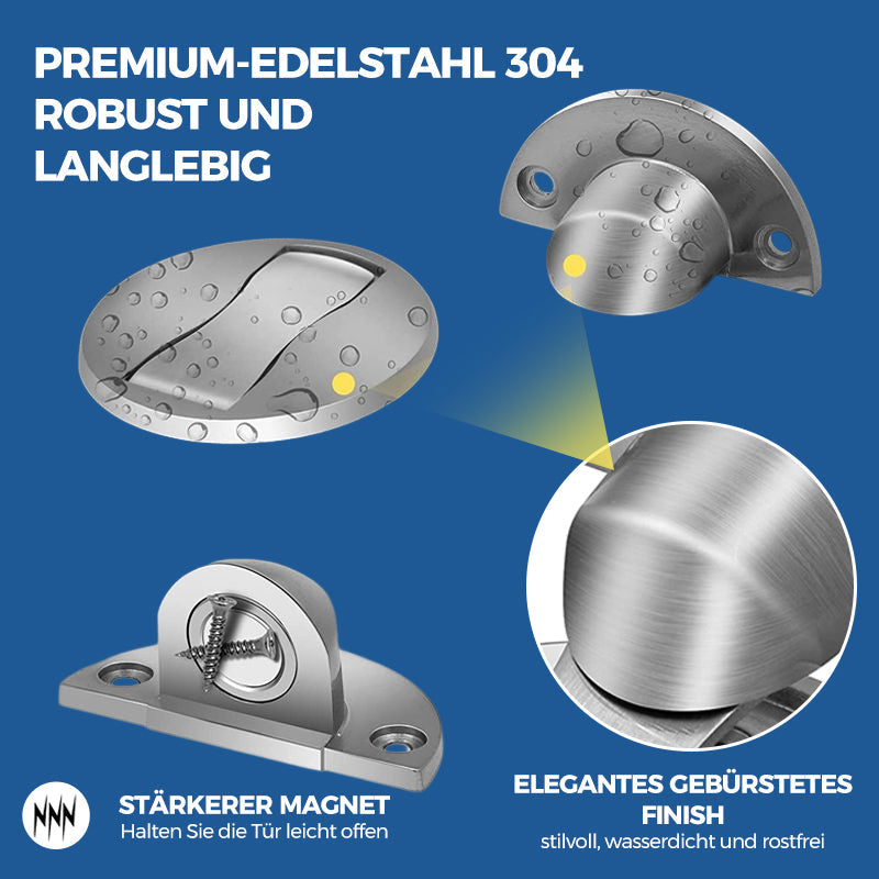 Invisible Magnetic Door Stop In Stainless Steel With Magnetic Catch And Mounting Plate | Lersk