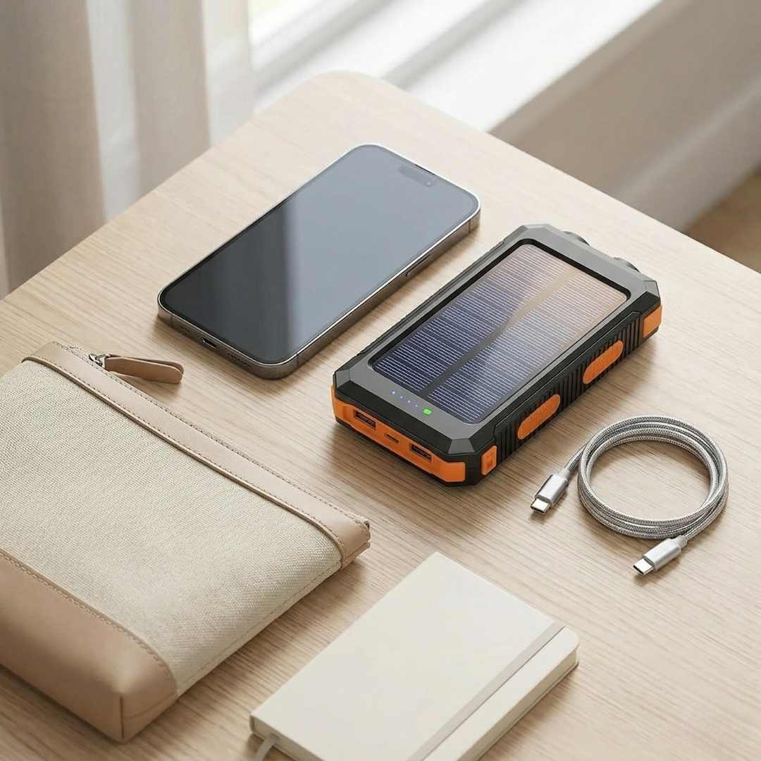 Solar-Powerbank mit LED-Licht Tragbares Ladegerät für den täglichen Gebrauch | Lersk