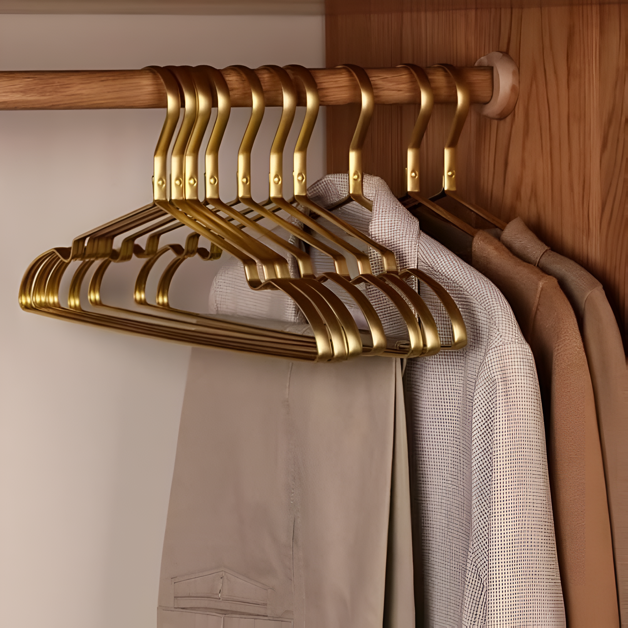 Cintres antidérapants en aluminium NovaLuxe pour organisation d'armoire gain de place | Lersk