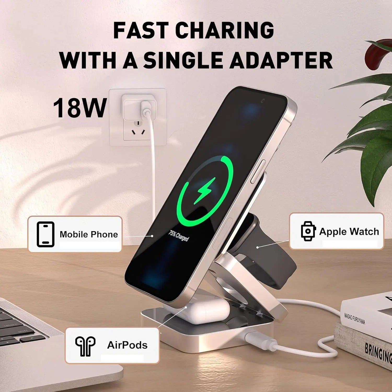 NovaCharge 3 v 1 magnetická nabíječka pro iPhone, AirPods, hodinky | Lersk