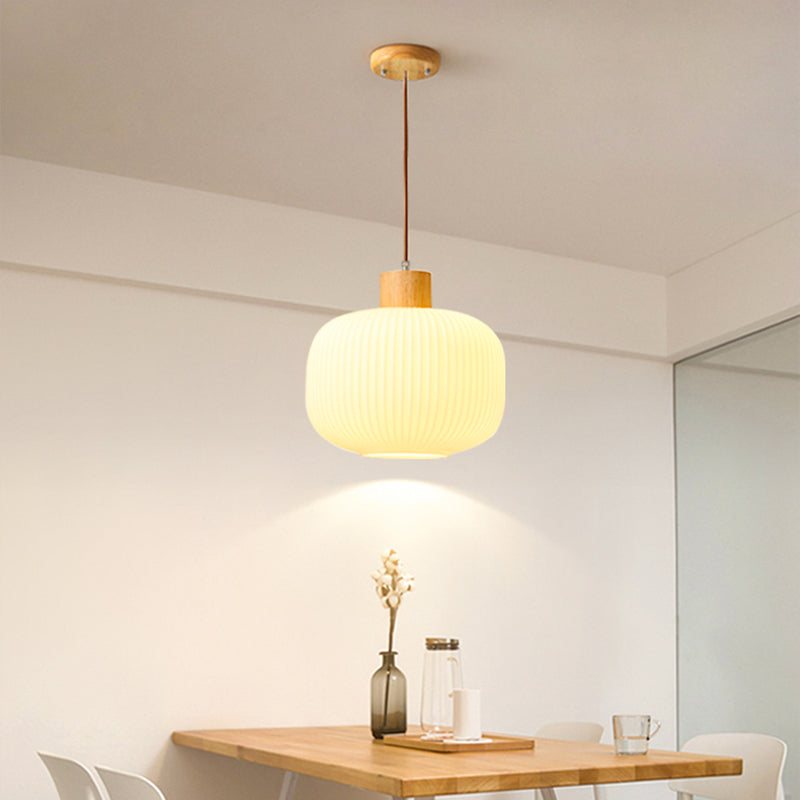 TimberGlow Wood and Glass Pendant Lamp with LED Lighting | Lersk