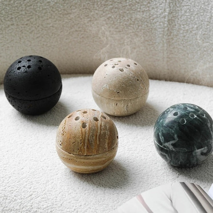 TerraLuxe Marble Incense Burner in 7 Colours Travertine | Lersk