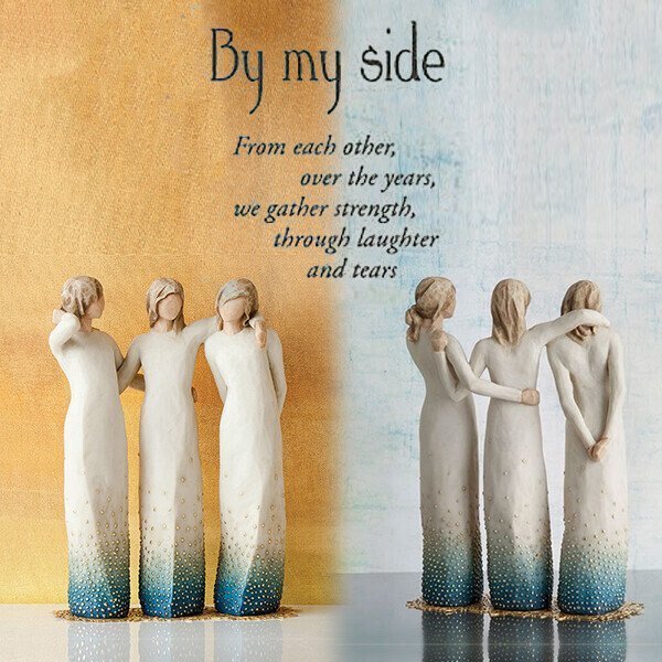By My Side Statuina Scolpita Dipinta a Mano di Compagnia e Sostegno per Amici e Cari | Lersk