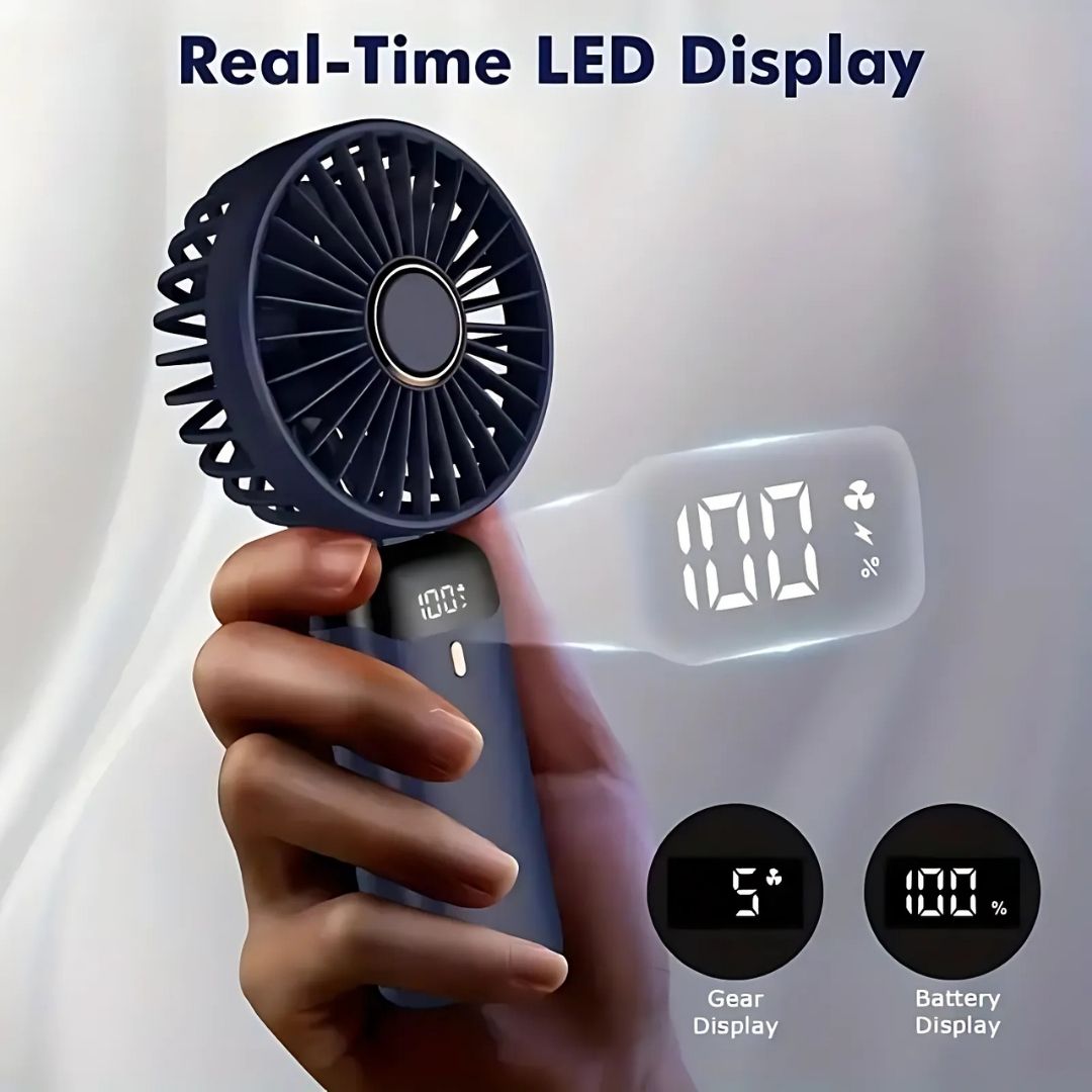 VentoMax Rechargeable Handheld Fan, Quiet 5-Speed 90° Pivot | Lersk