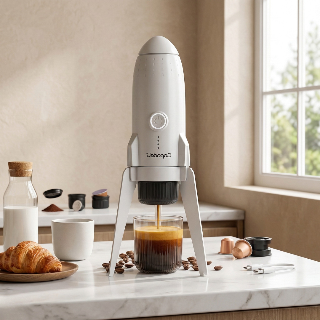 Selbsterhitzende tragbare Espressomaschine für Reisen und den Außenbereich | Lersk